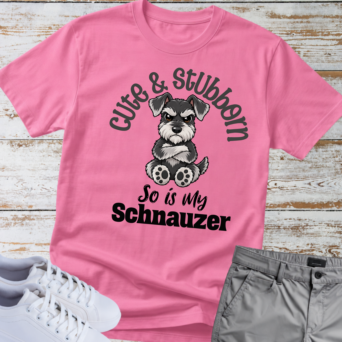 Cute & Stubborn 😎 | Schnauzer Graphic T-Shirt