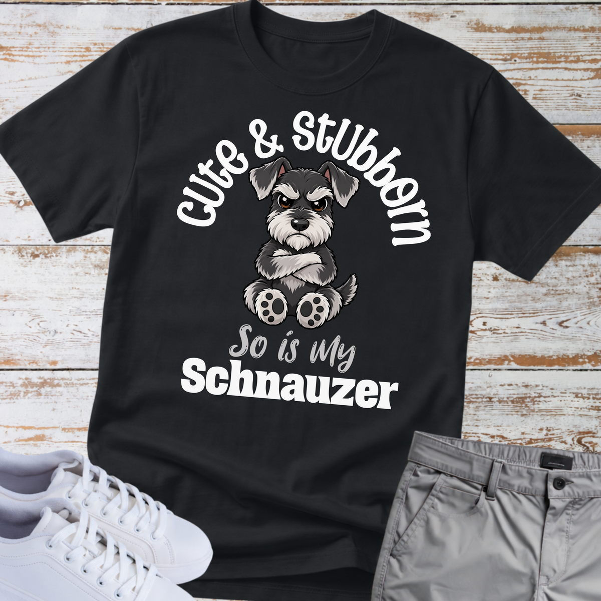 Cute & Stubborn 😎 | Schnauzer Graphic T-Shirt