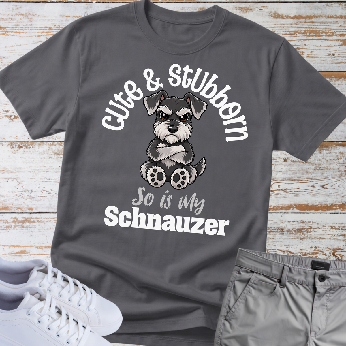 Cute & Stubborn 😎 | Schnauzer Graphic T-Shirt