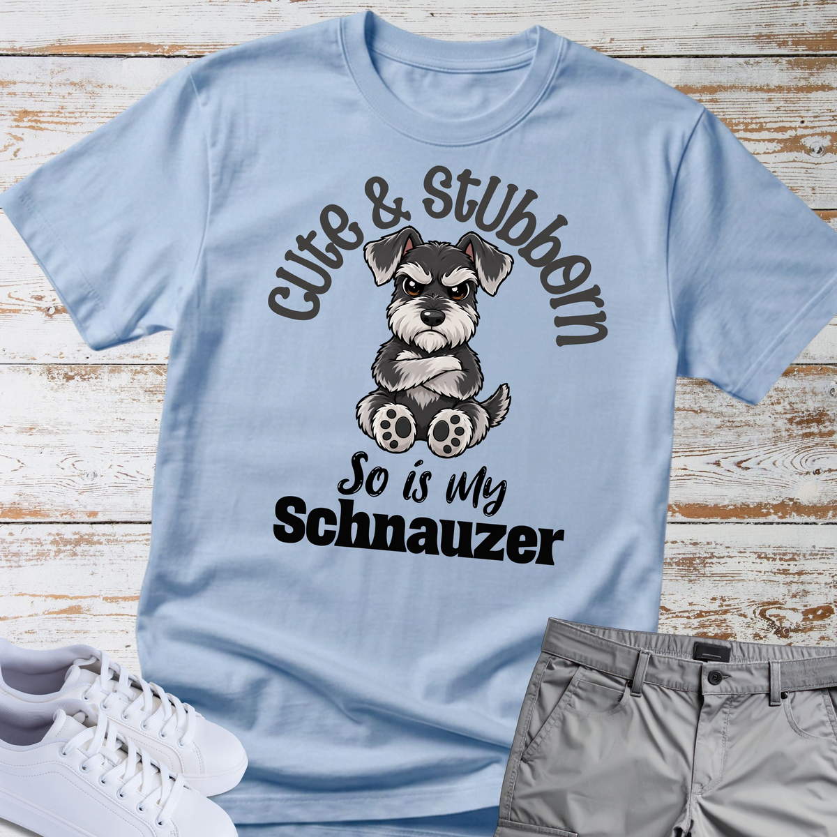 Cute & Stubborn 😎 | Schnauzer Graphic T-Shirt