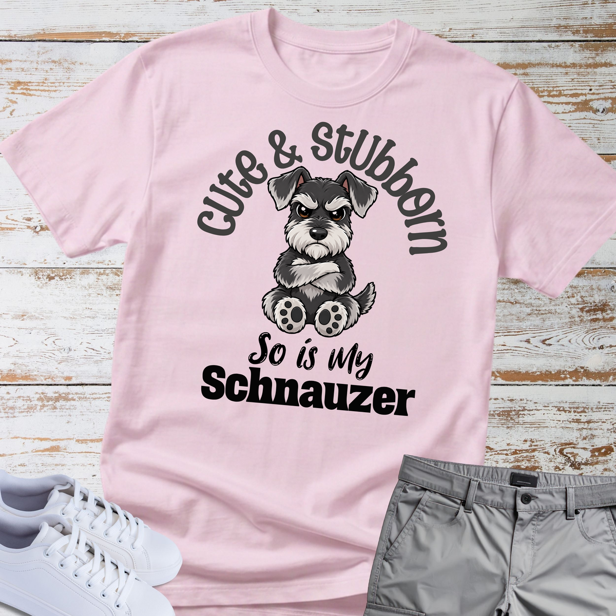 Cute & Stubborn 😎 | Schnauzer Graphic T-Shirt