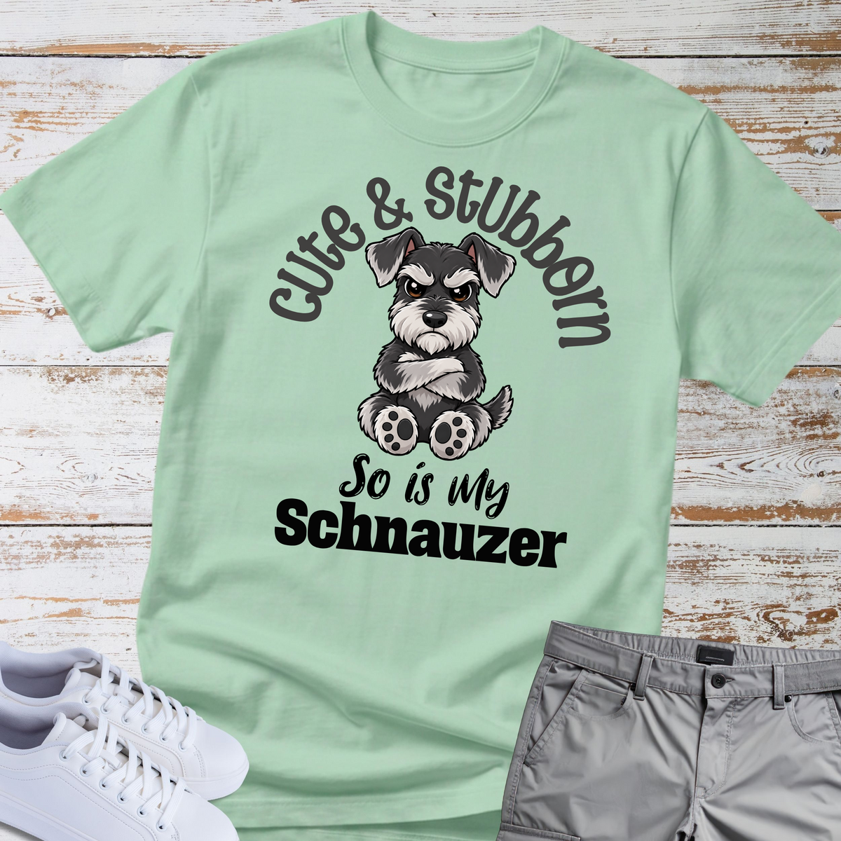 Cute & Stubborn 😎 | Schnauzer Graphic T-Shirt
