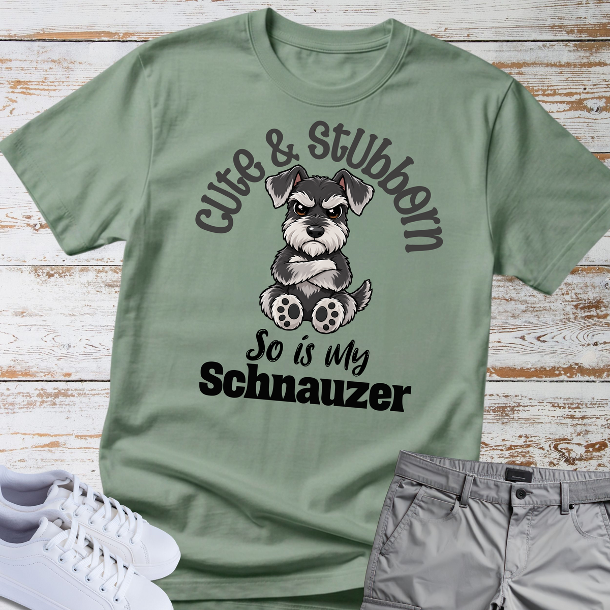 Cute & Stubborn 😎 | Schnauzer Graphic T-Shirt
