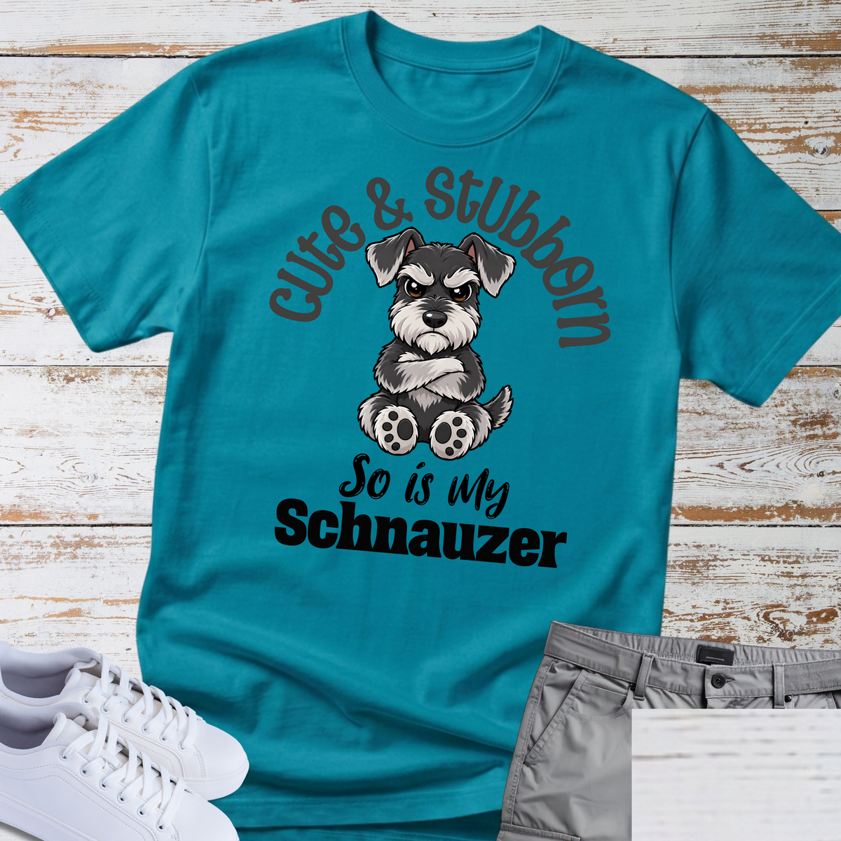 Cute & Stubborn 😎 | Schnauzer Graphic T-Shirt