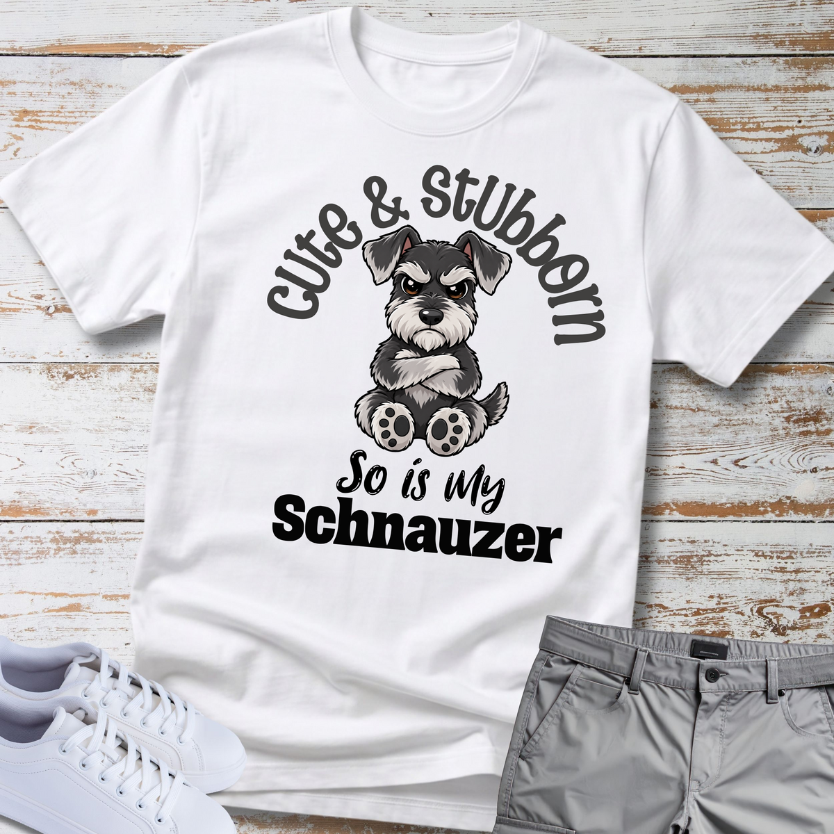 Cute & Stubborn 😎 | Schnauzer Graphic T-Shirt