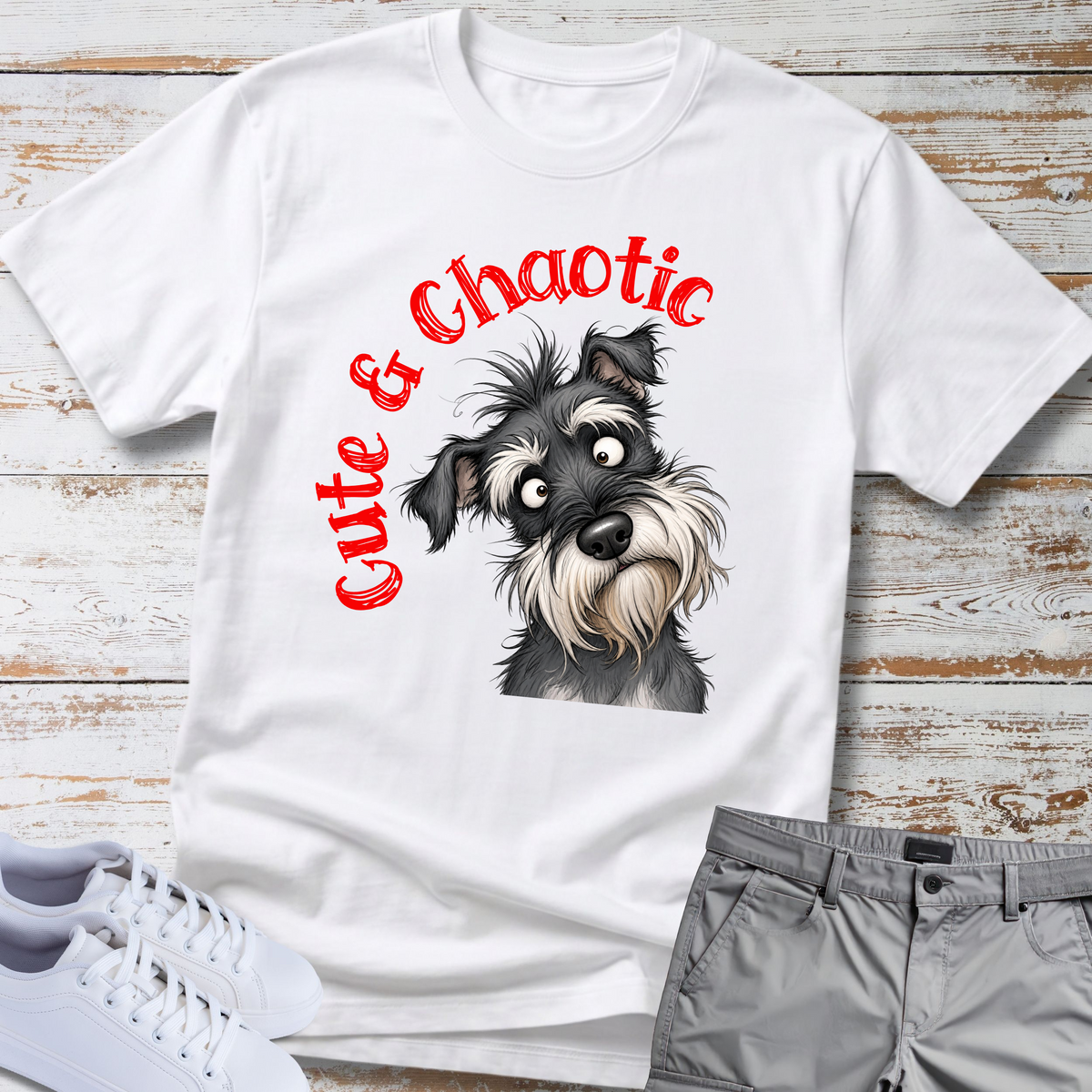 Cute & Chaotic 🐾 | Schnauzer Graphic T-Shirt