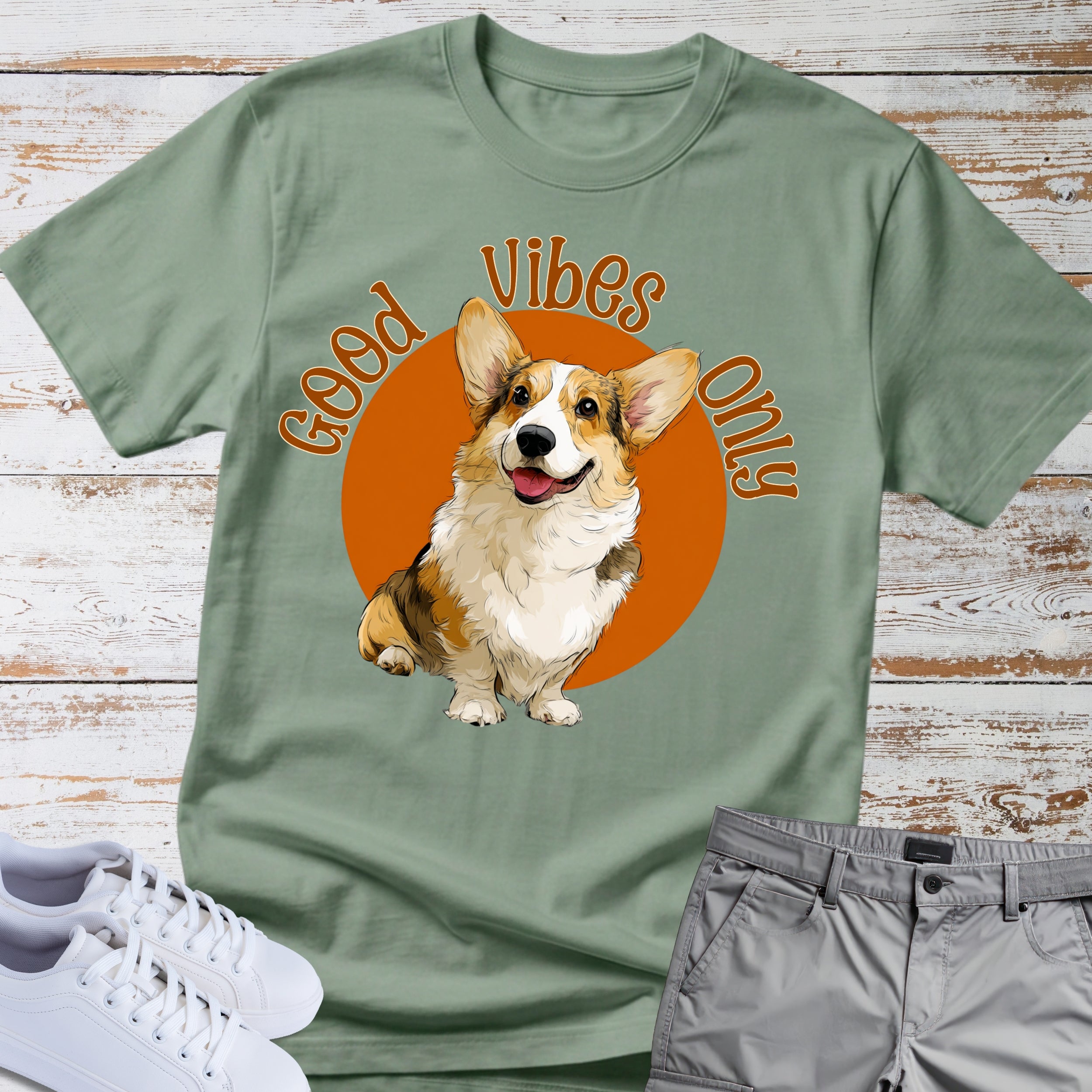 Good Vibes Only Corgi T-Shirt