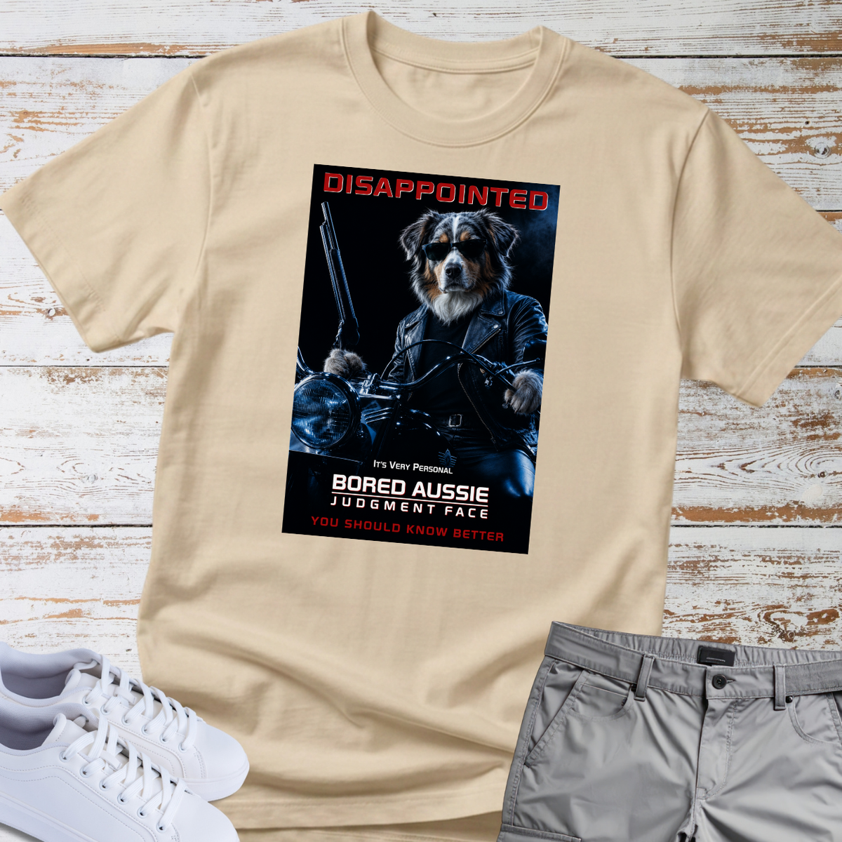 Disappointed Bored Dog Judgment Face — Australian Shepherd Tee
