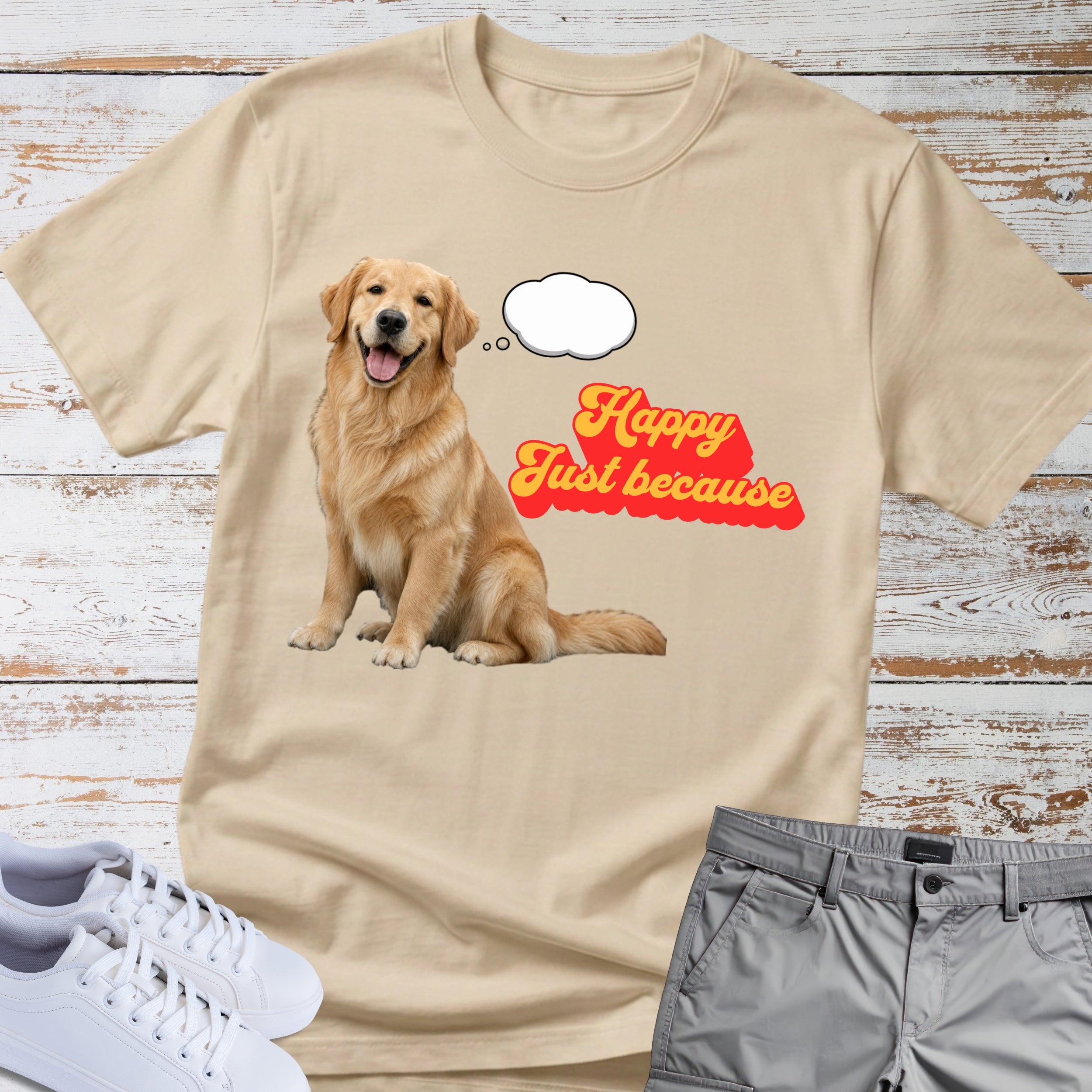 Golden Retriever "Happy Just Because" T-Shirt