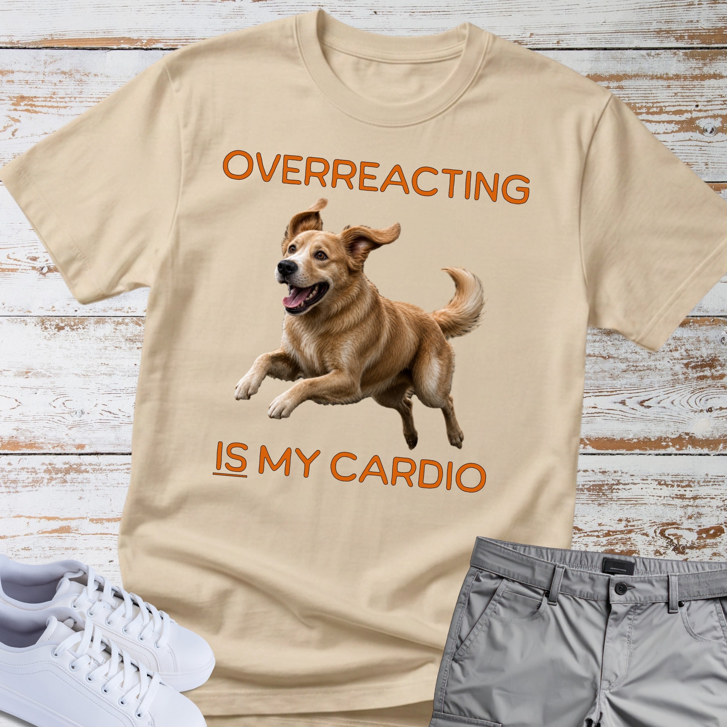 Golden Retriever "Overreacting Is My Cardio" T-Shirt