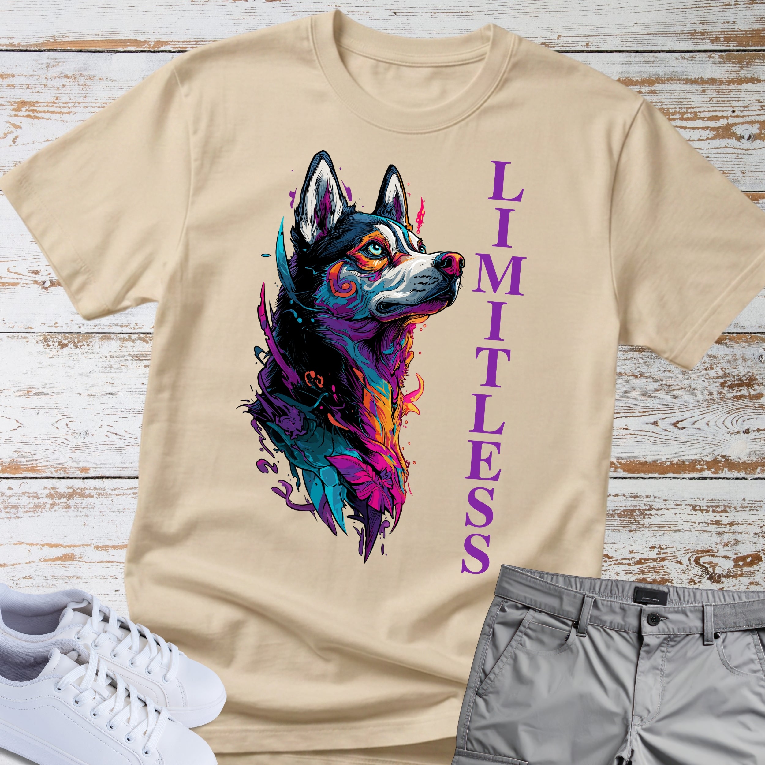 Limitless Colorful Siberian Husky T-Shirt