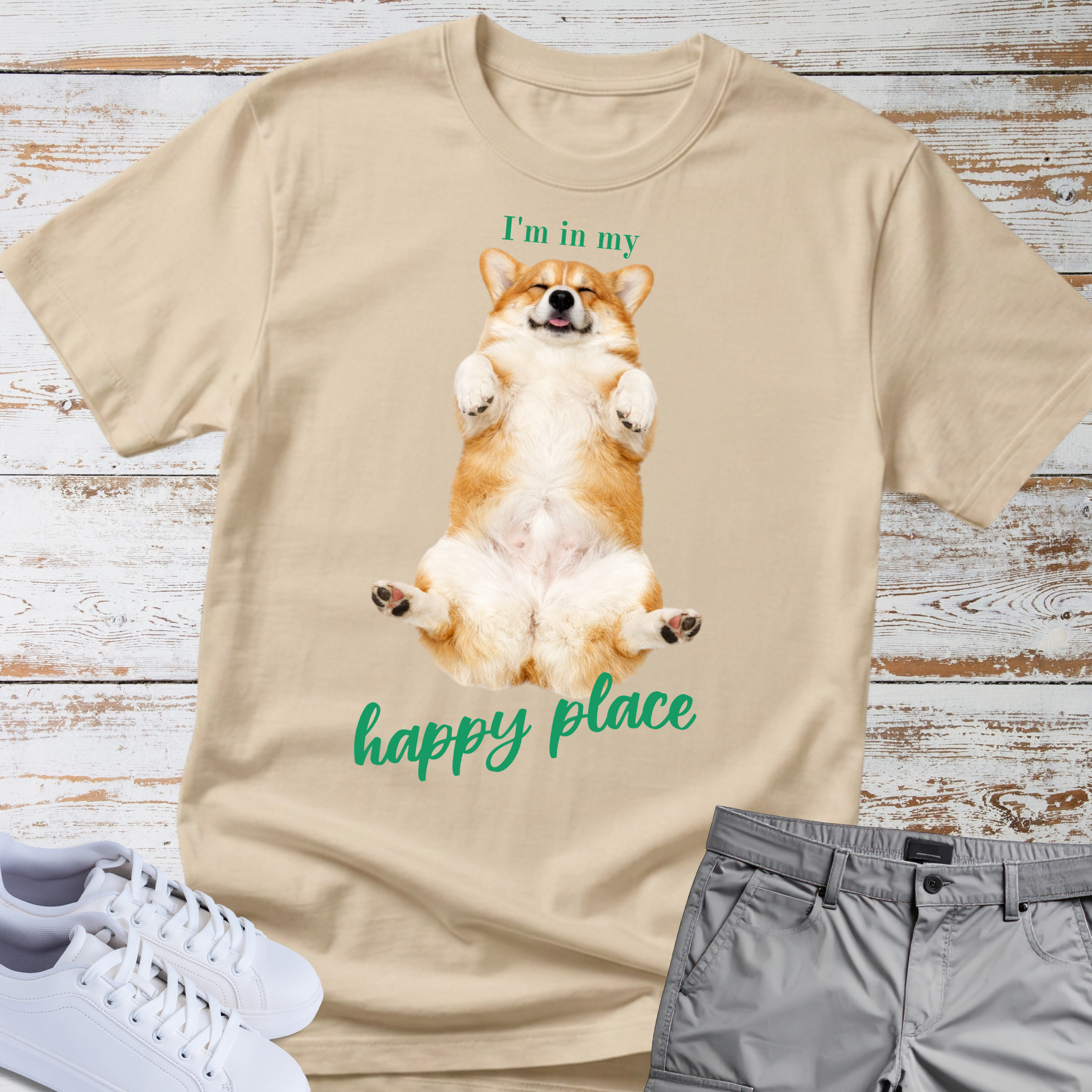 Corgi "I'm in my happy place" T-Shirt