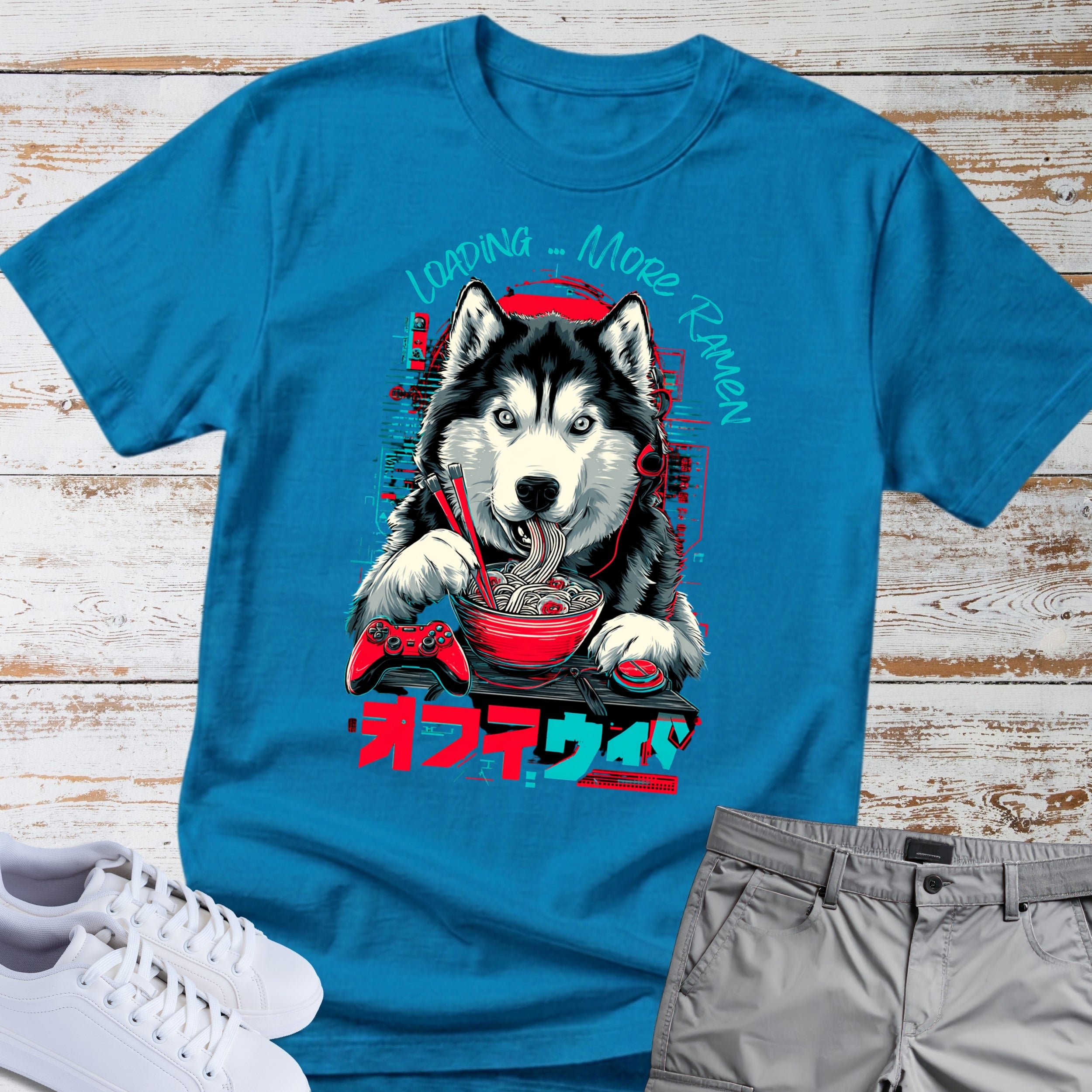 Gaming Siberian Husky Ramen T-Shirt