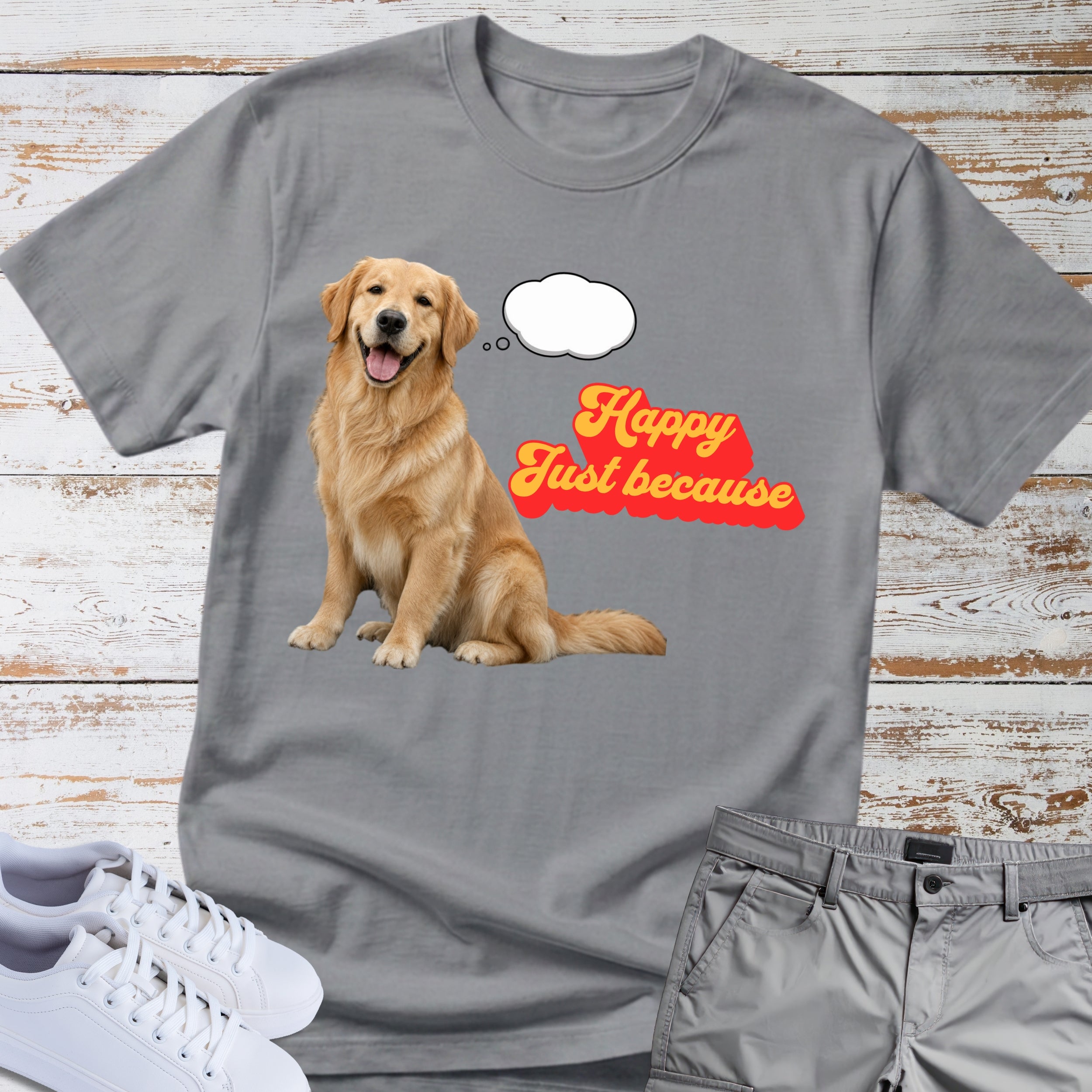Golden Retriever "Happy Just Because" T-Shirt