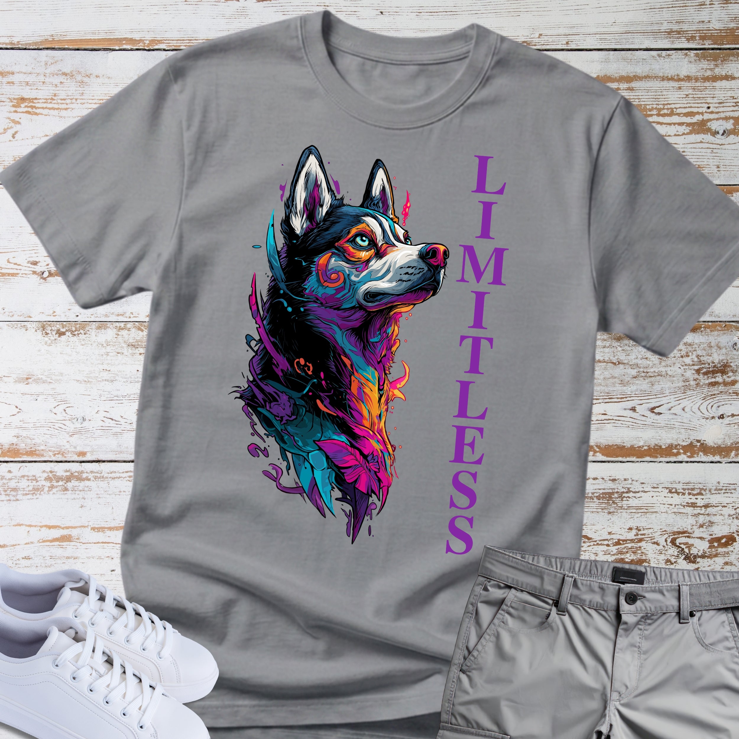 Limitless Colorful Siberian Husky T-Shirt