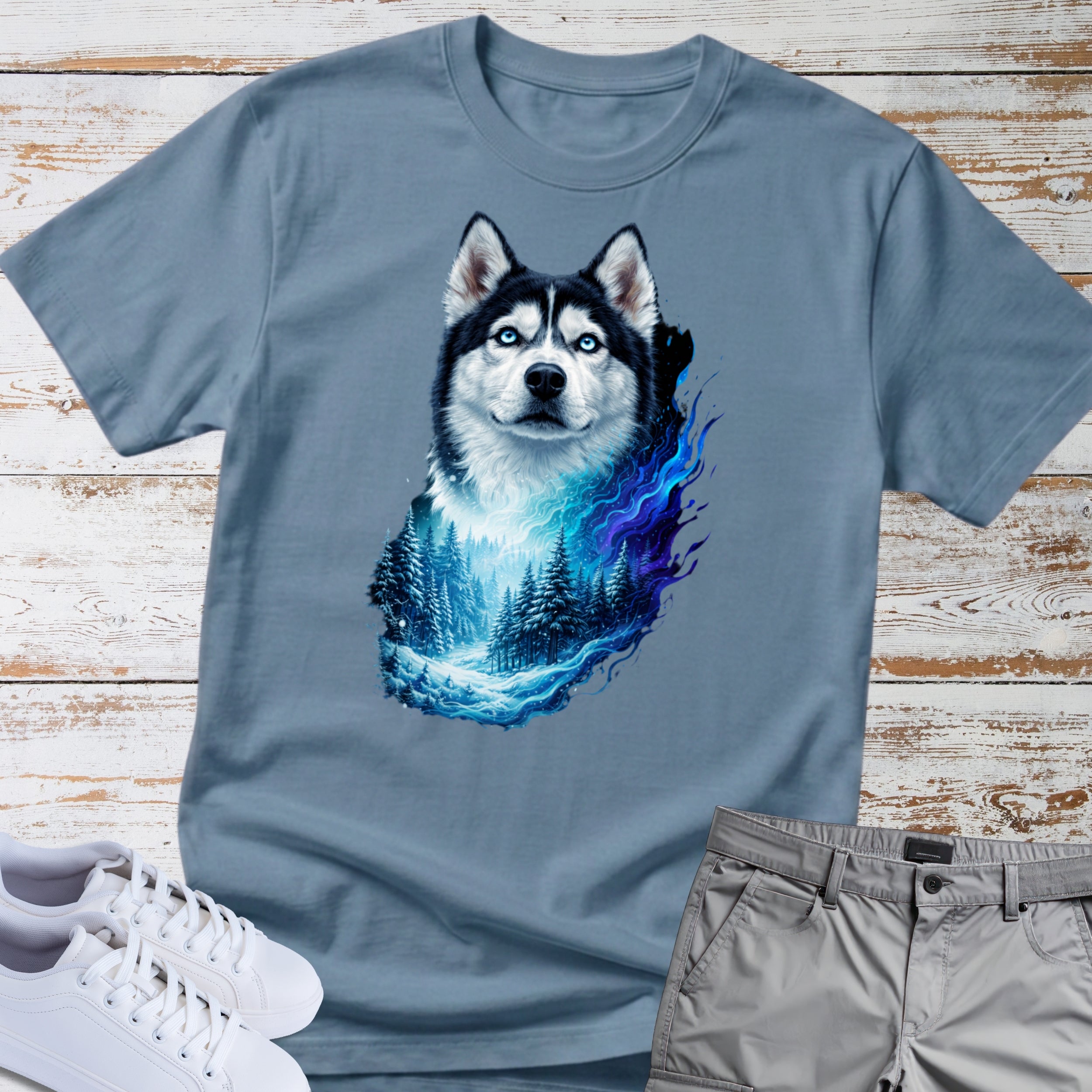 Siberian Husky Arctic Forest Tee