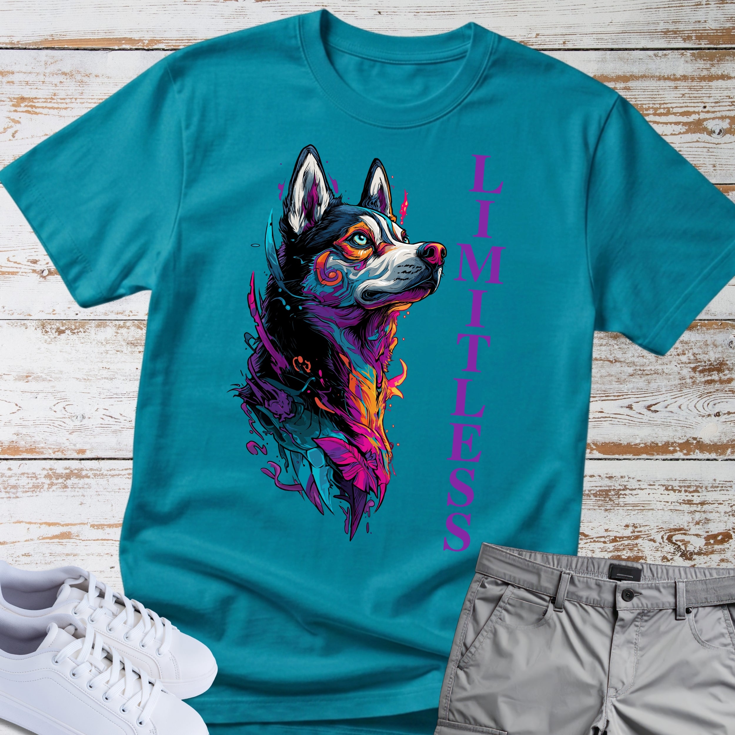 Limitless Colorful Siberian Husky T-Shirt