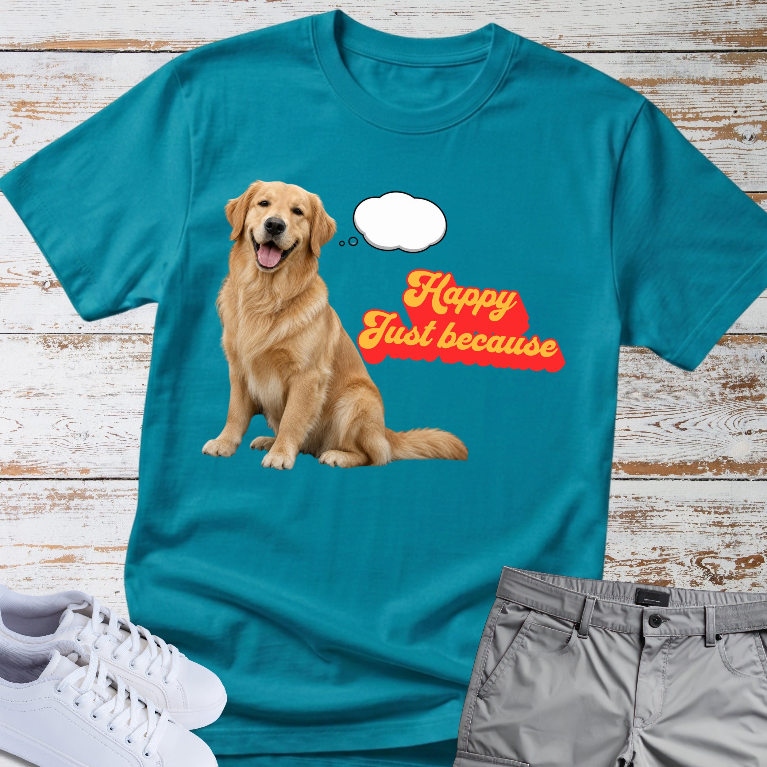 Golden Retriever "Happy Just Because" T-Shirt