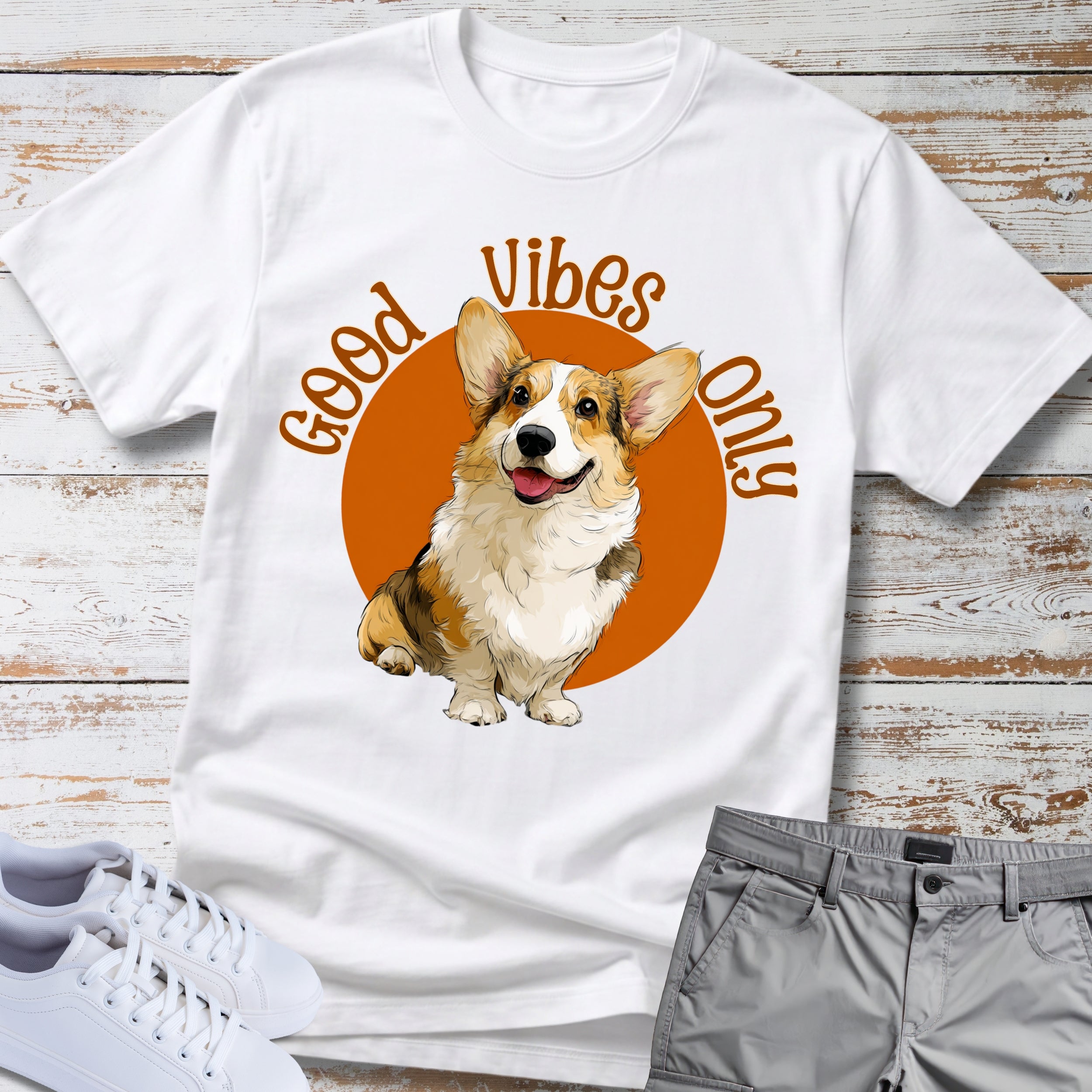Good Vibes Only Corgi T-Shirt