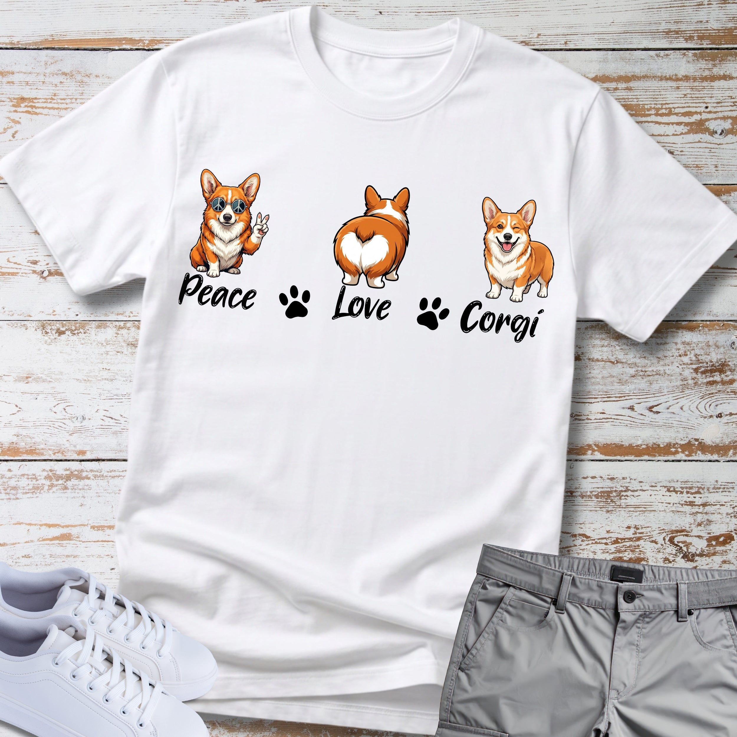 Peace Love Corgi T-Shirt
