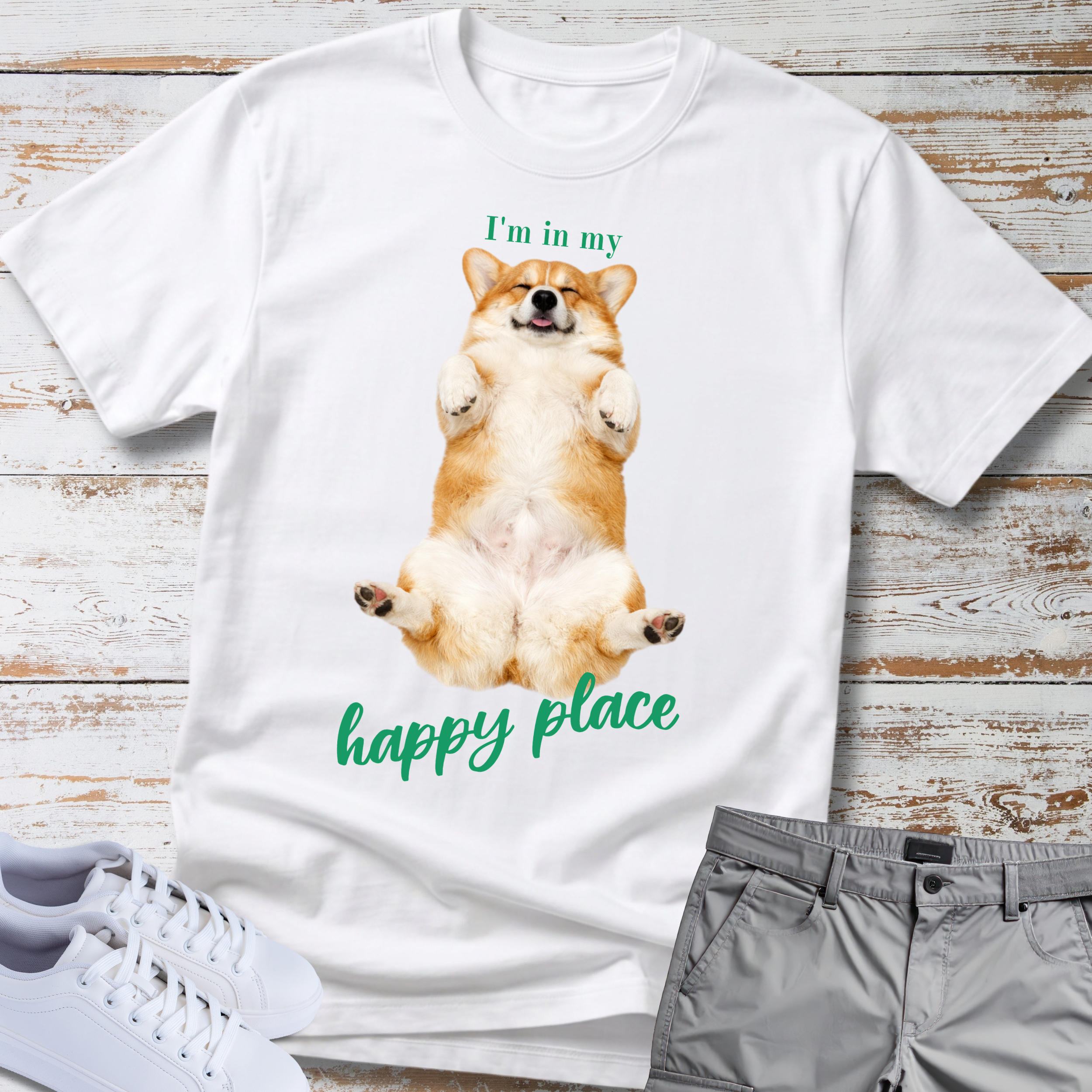 Corgi "I'm in my happy place" T-Shirt