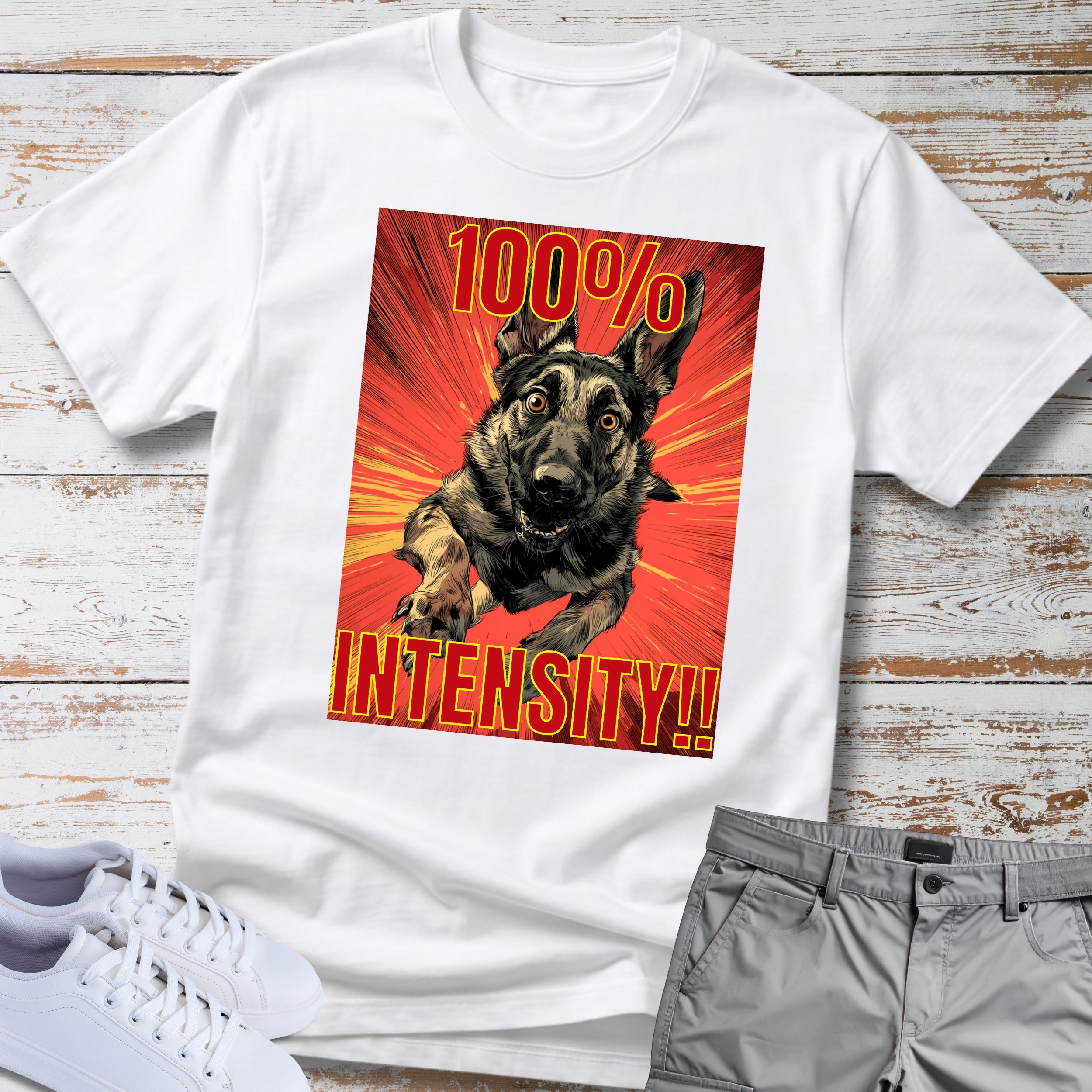 German Shepherd Bold Retro 100% Intensity T-Shirt