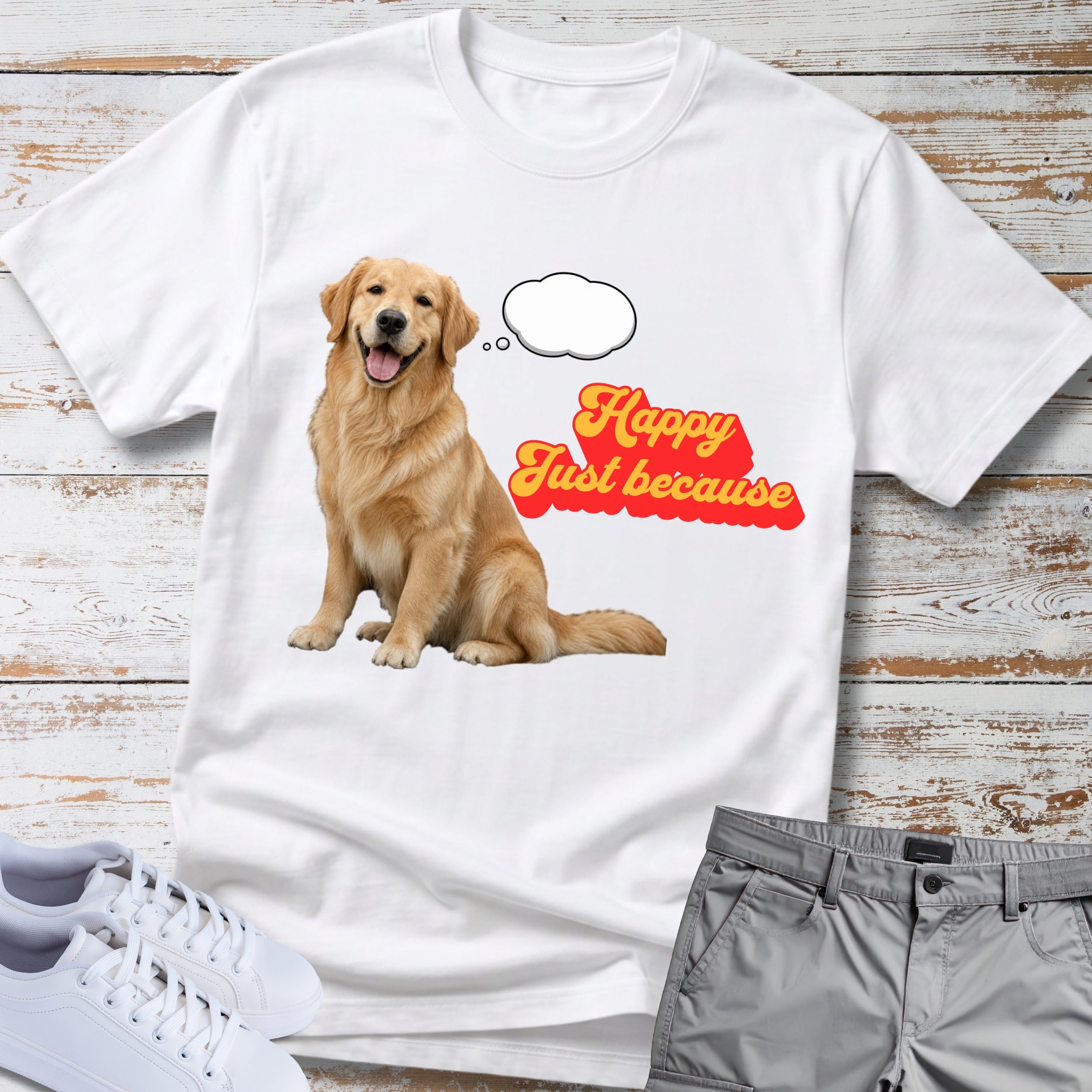 Golden Retriever "Happy Just Because" T-Shirt