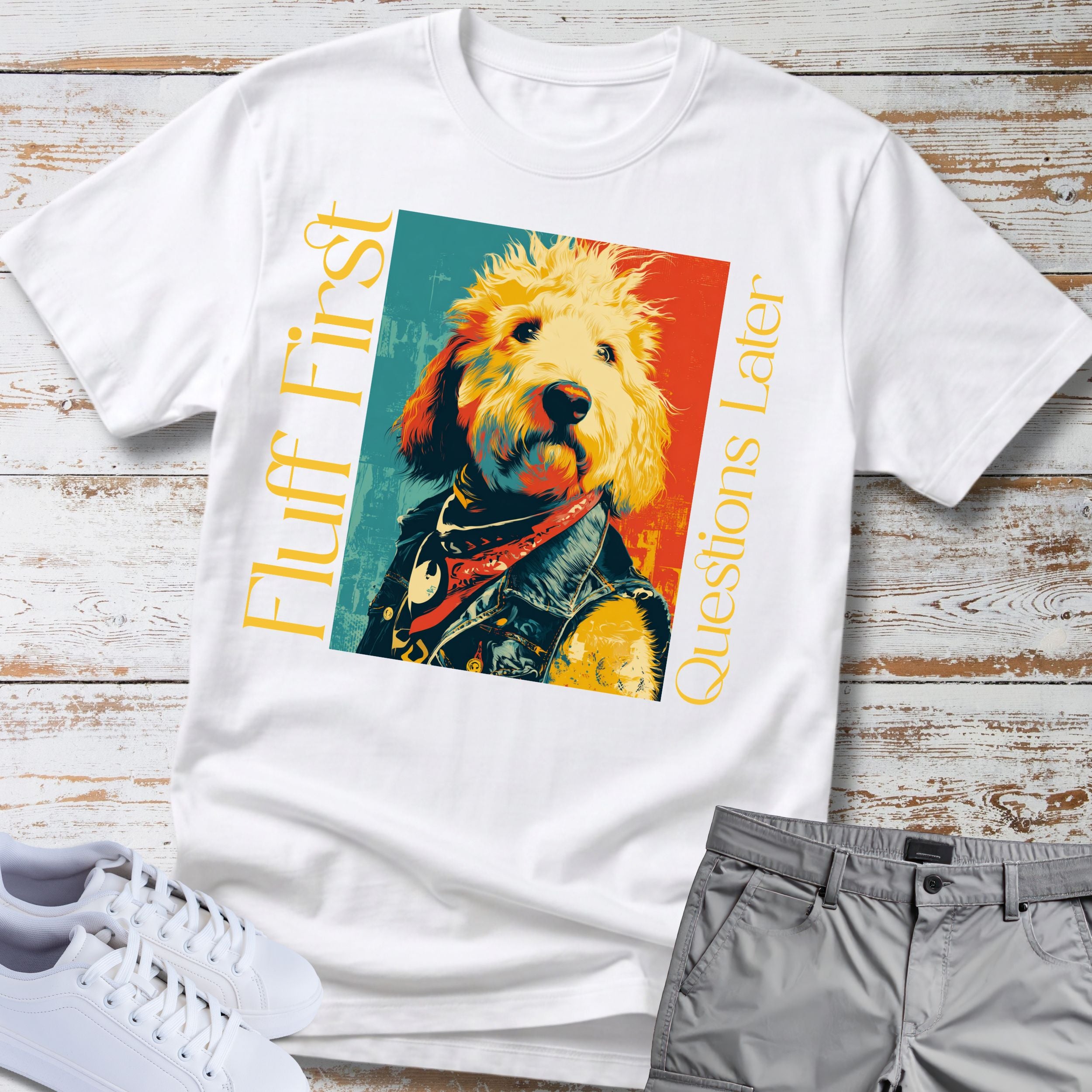 Goldendoodle Fluff First Questions Later T-shirt