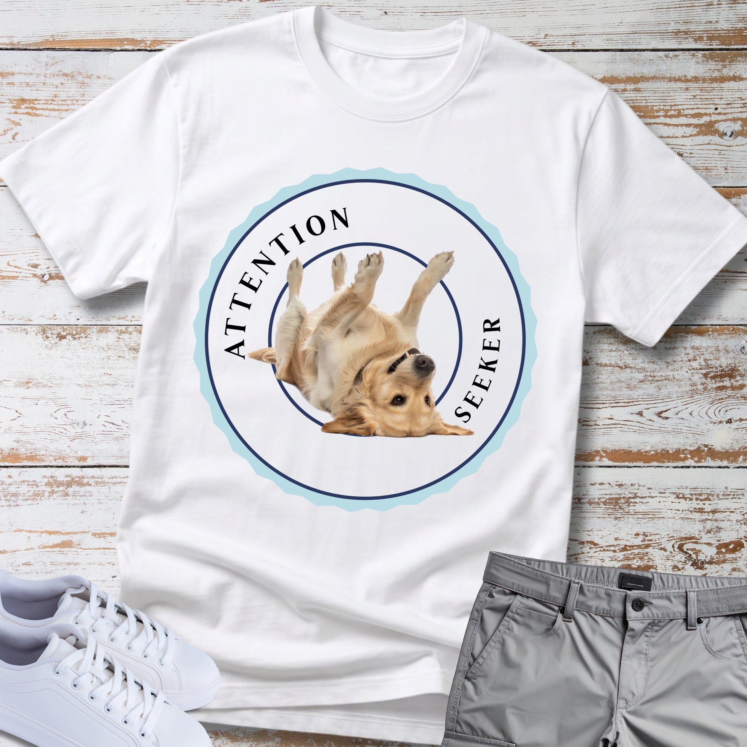 Golden Retriever "Attention Seeker" Honour Badge T-Shirt