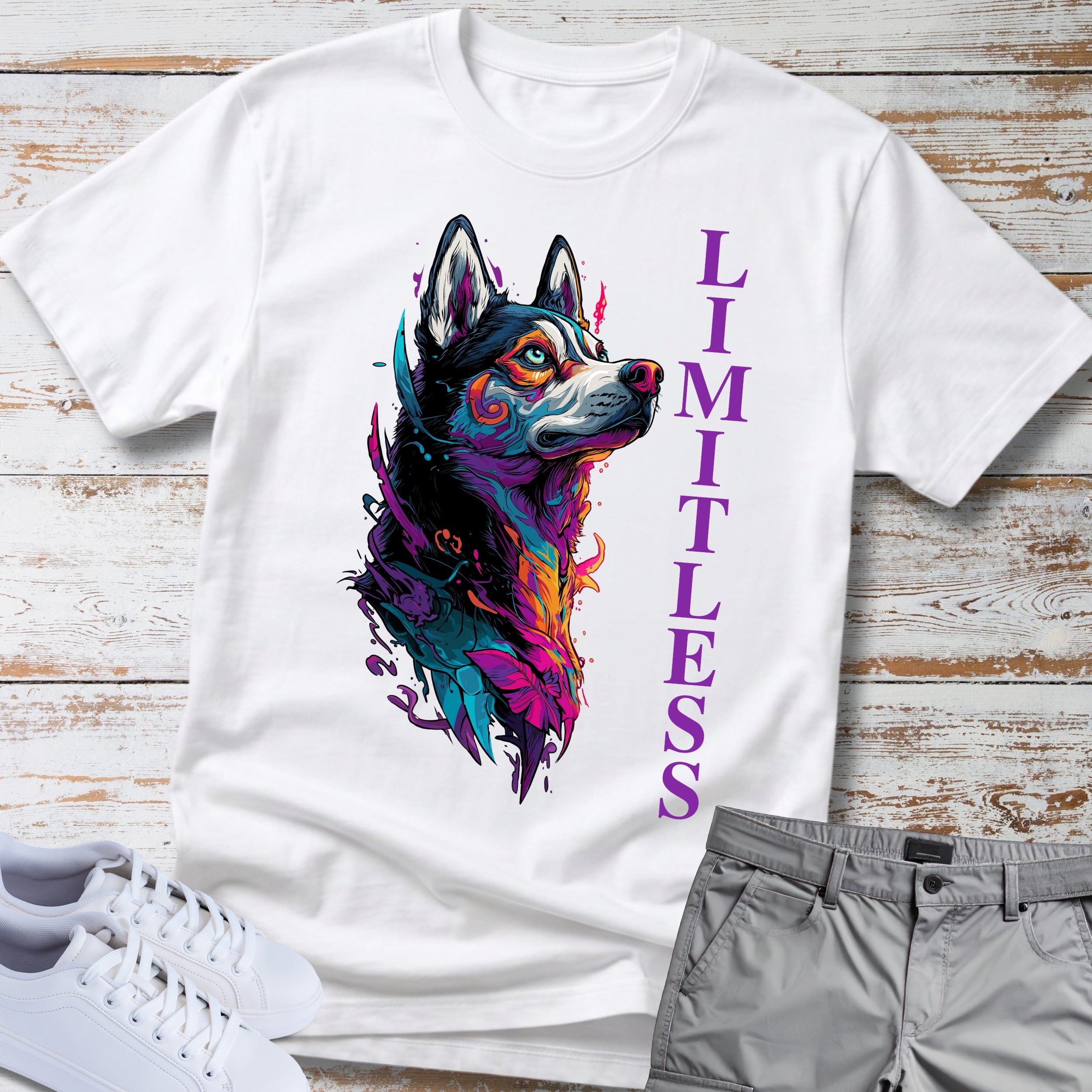 Limitless Colorful Siberian Husky T-Shirt