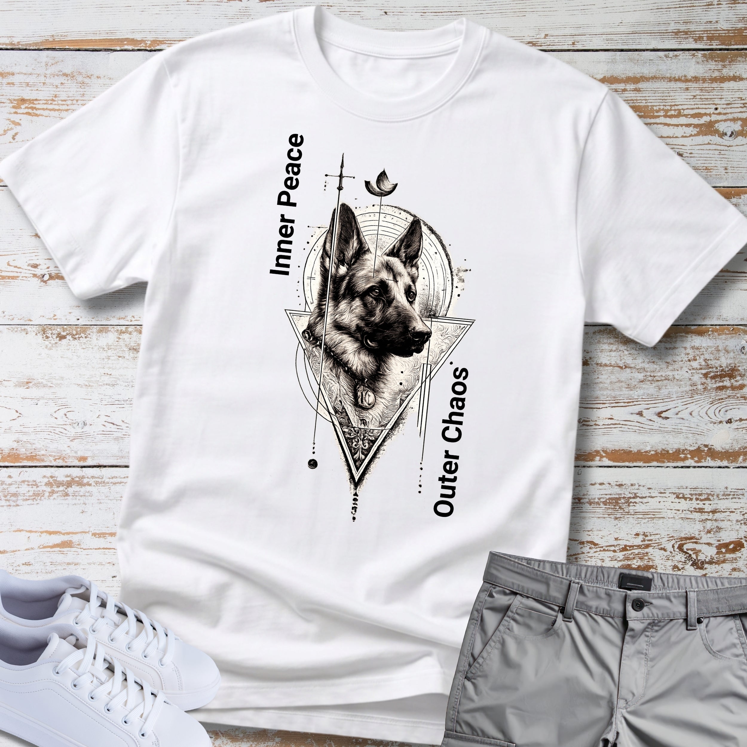 German Shepherd "Inner Peace, Outer Chaos" T-Shirt