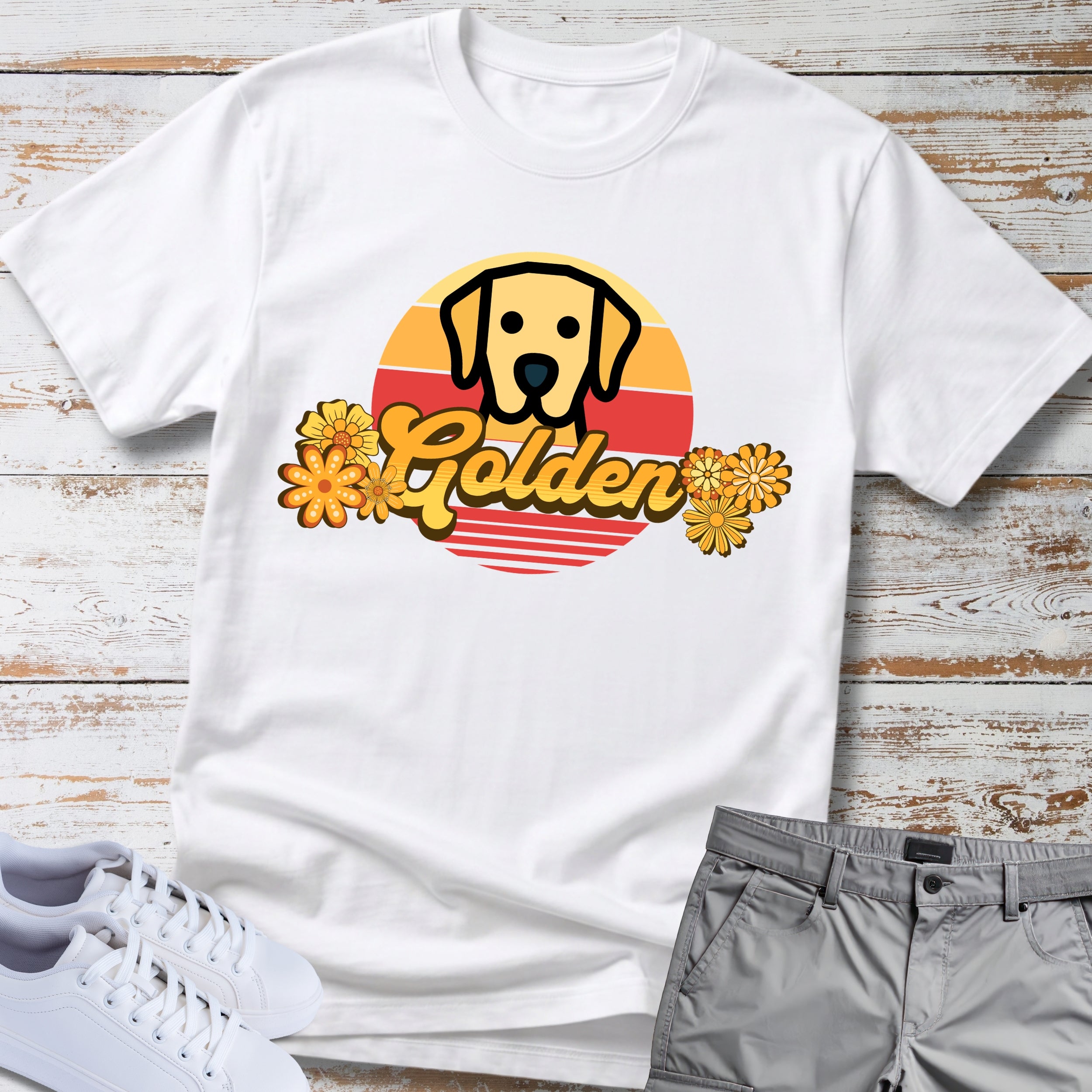 Golden Retriever Vintage Sunset T-Shirt