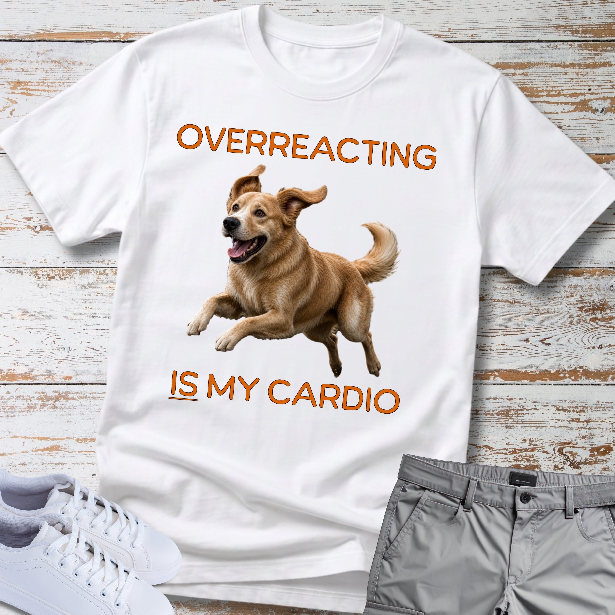 Golden Retriever "Overreacting Is My Cardio" T-Shirt