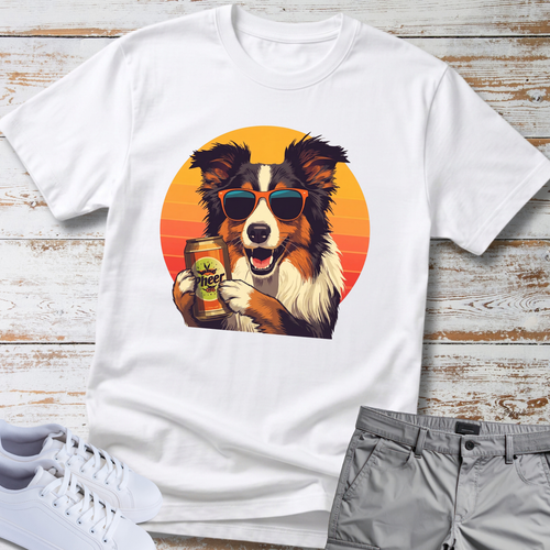 Australian Shepherd With Sunglasses Cool Pheer Retro Tee